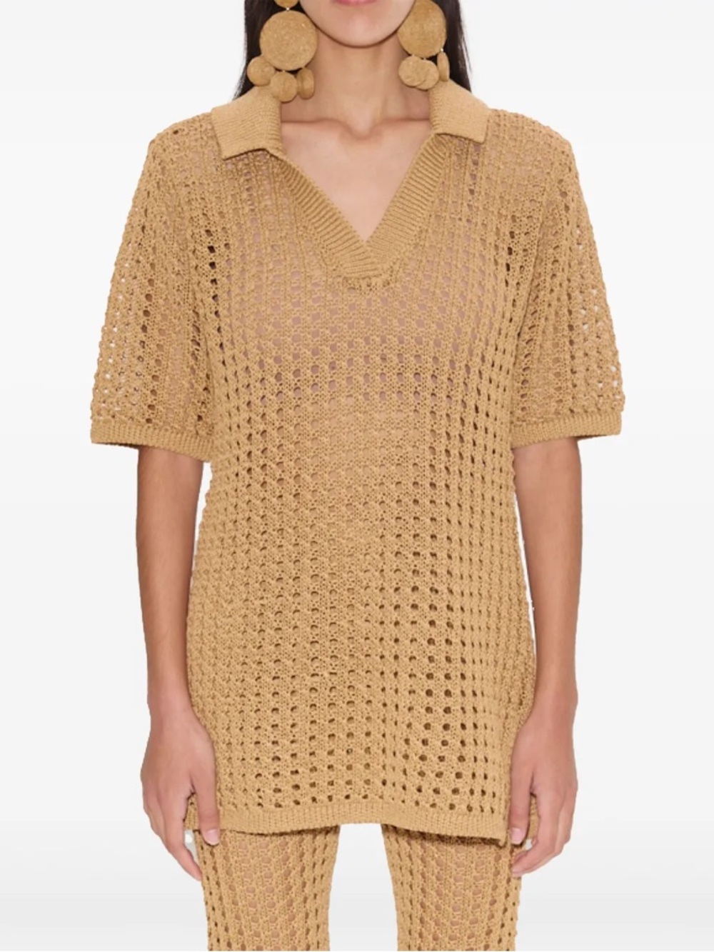 SIMON MILLER Brisas Crochet Polo
Top in Natural size XS beach bikini coverup